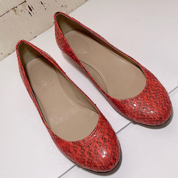 🍄 J.Crew Collection Janey Snakeskin Leather Flats